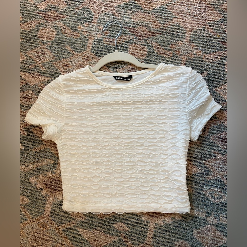 Shein Textured White Crop